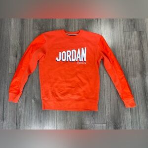 Air Jordan Mens Orange Flight MVP Long Sleeve Crew Neck‎ Pullover Sz S
